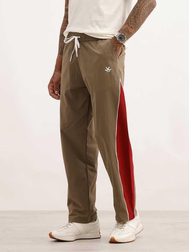 Classic Colorblock Loose Fit Track Pant | Khaki