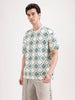 Oversized Popcorn Textured AOP T-Shirt | Olive