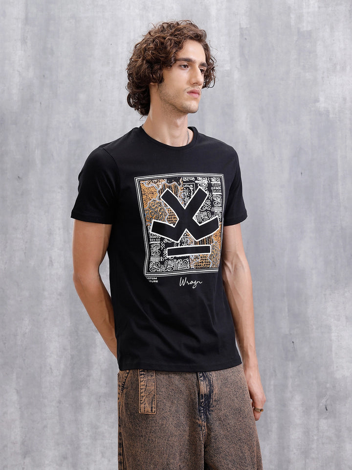 Bandana Logo Printed Slim Fit T-Shirt | Black