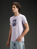 Men's casual slim fit graphic printed t-shirt | Purple