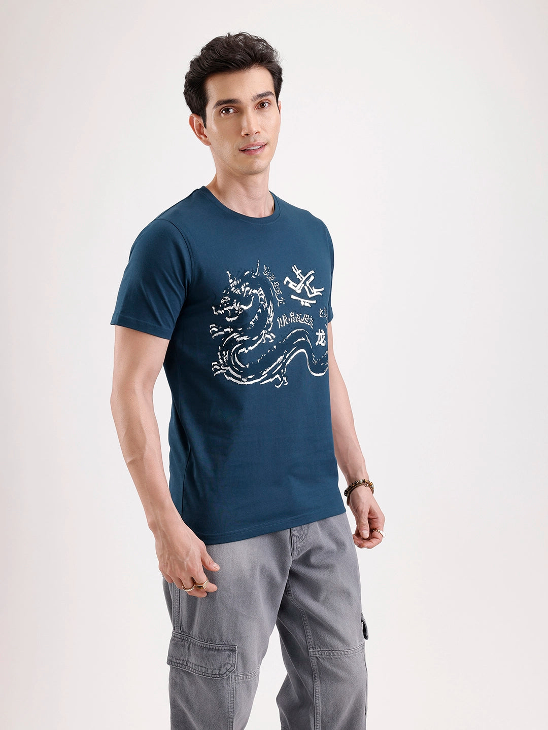 Casual Foil Printed T-Shirt   |  Teal