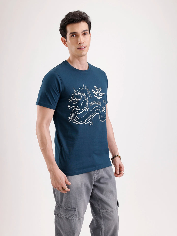 Casual Foil Printed T-Shirt   |  Teal