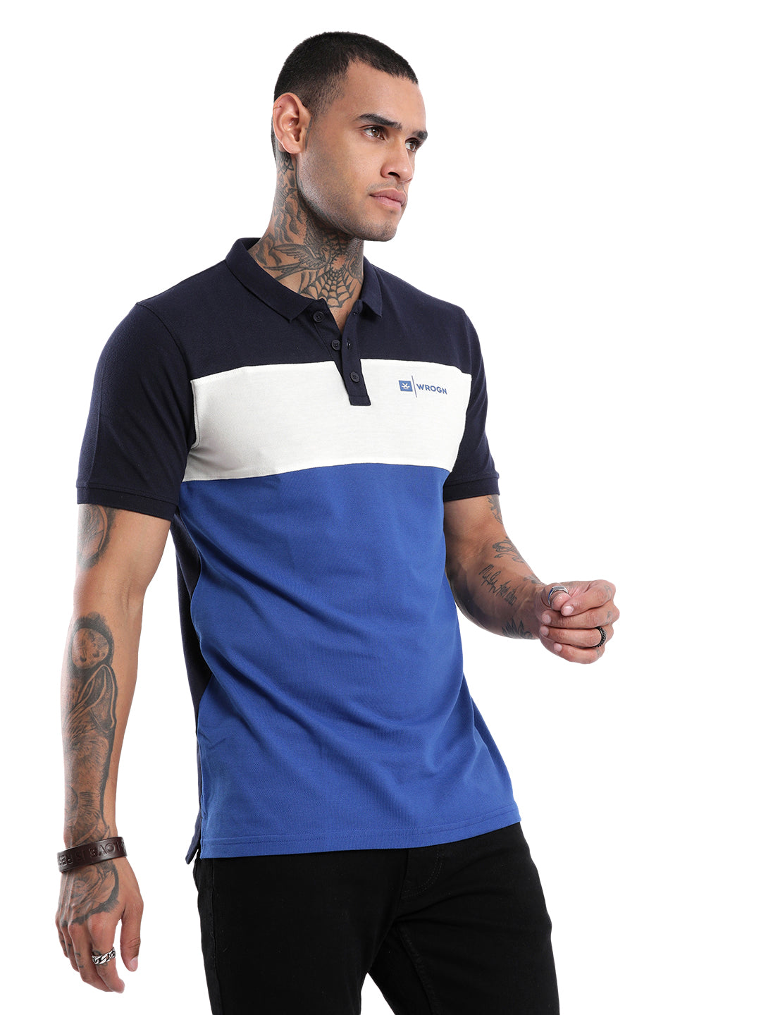 Classic Navy Colour Blocked Polo T-Shirt