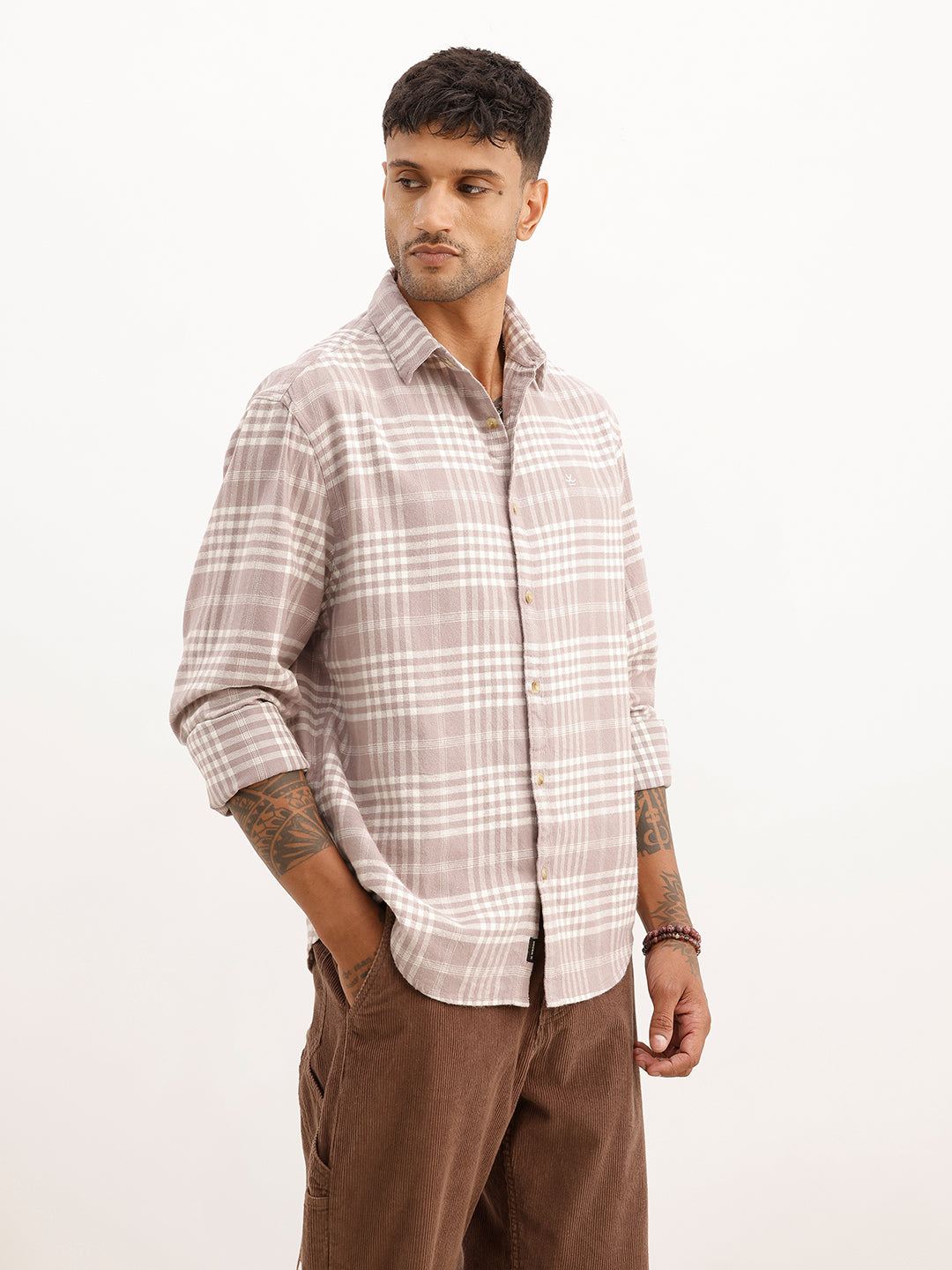 Comfort Fit Full Sleeve Checkered Shirt | Purple | WSH01FSCM7119W