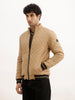 Solid Regular Fit Puffer Jacket | Beige