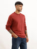 Solid Regular Fit Full Sleeve Sweater | Rust