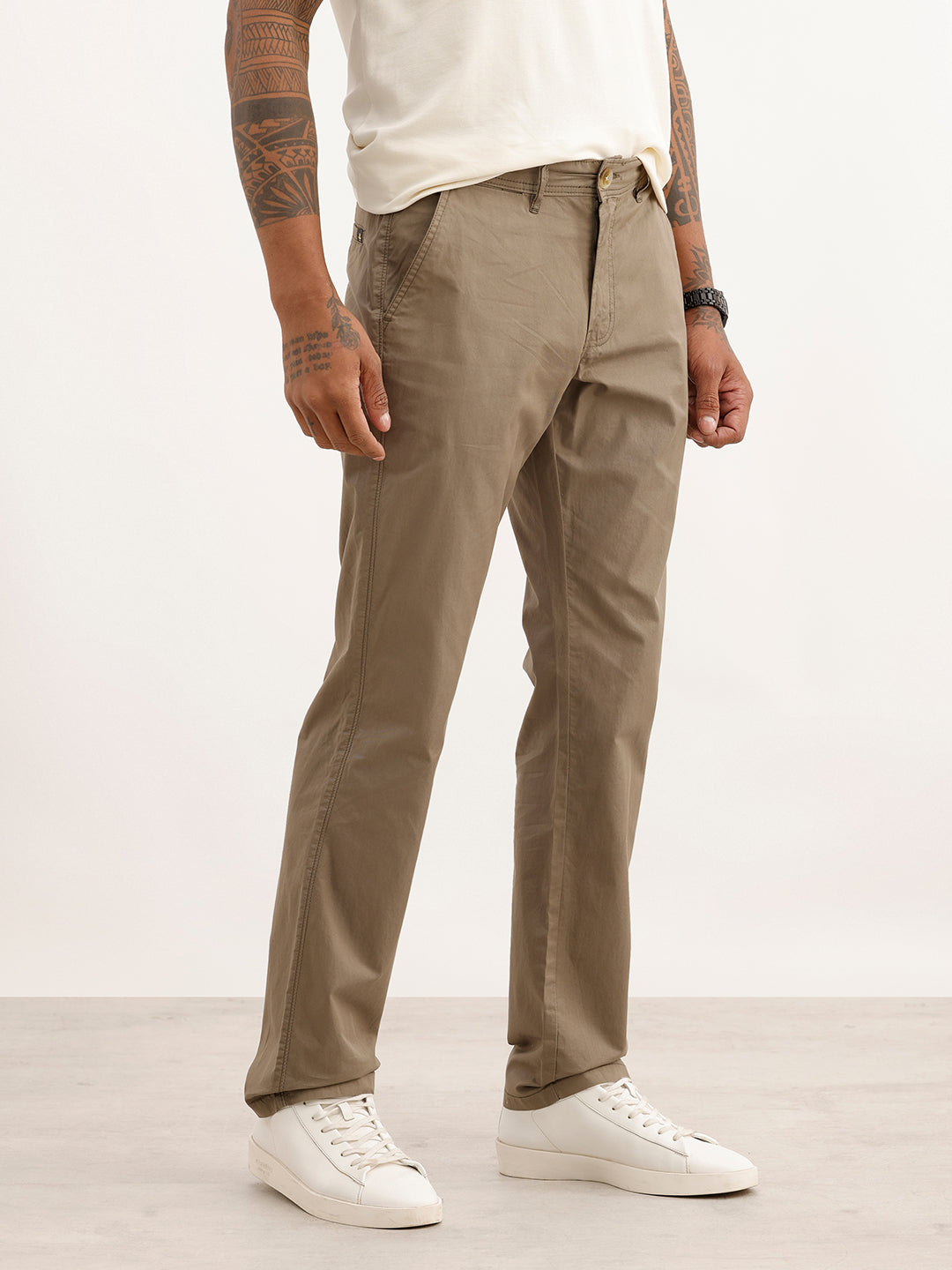 Solid Straight Fit Trouser | Olive