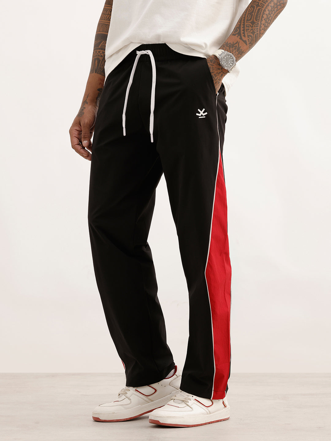 Classic Side Stripe Loose Fit Track Pant | Black