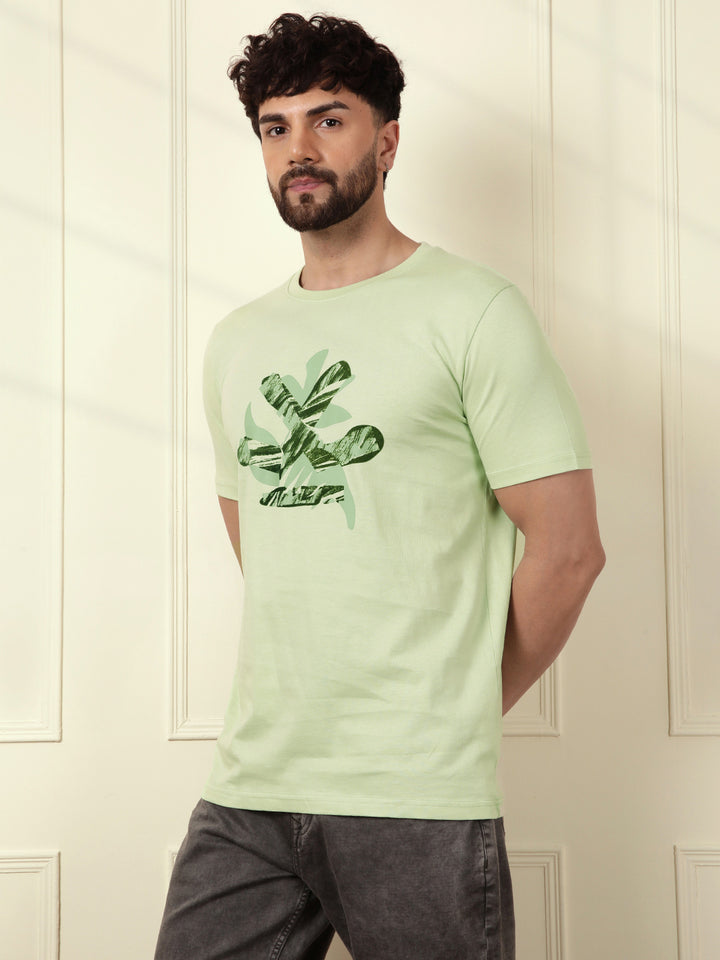 Flock Print Slim Fit T-Shirt | Green