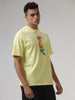 Yellow Sticker Print Oversized T-Shirt