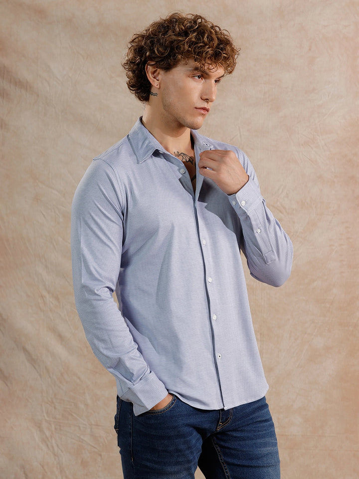 Solid Stretch Slim Fit Shirt | Blue