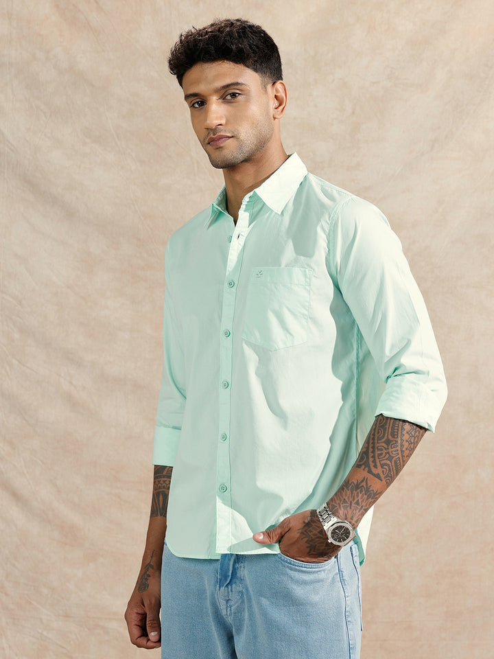 Solid Regular Fit Shirt | Light Green