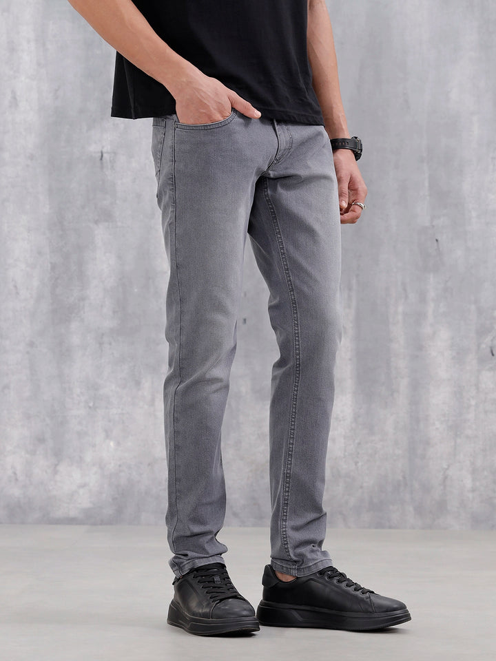 Mid Wash Casual Slim Fit Jeans | Grey