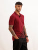Slim Fit Placement Printed Polo T-Shirt | Maroon