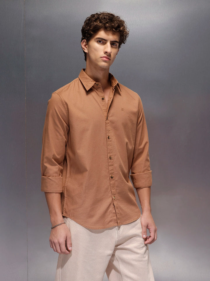 Men's Slim Fit Casual Shirt  |  Rust