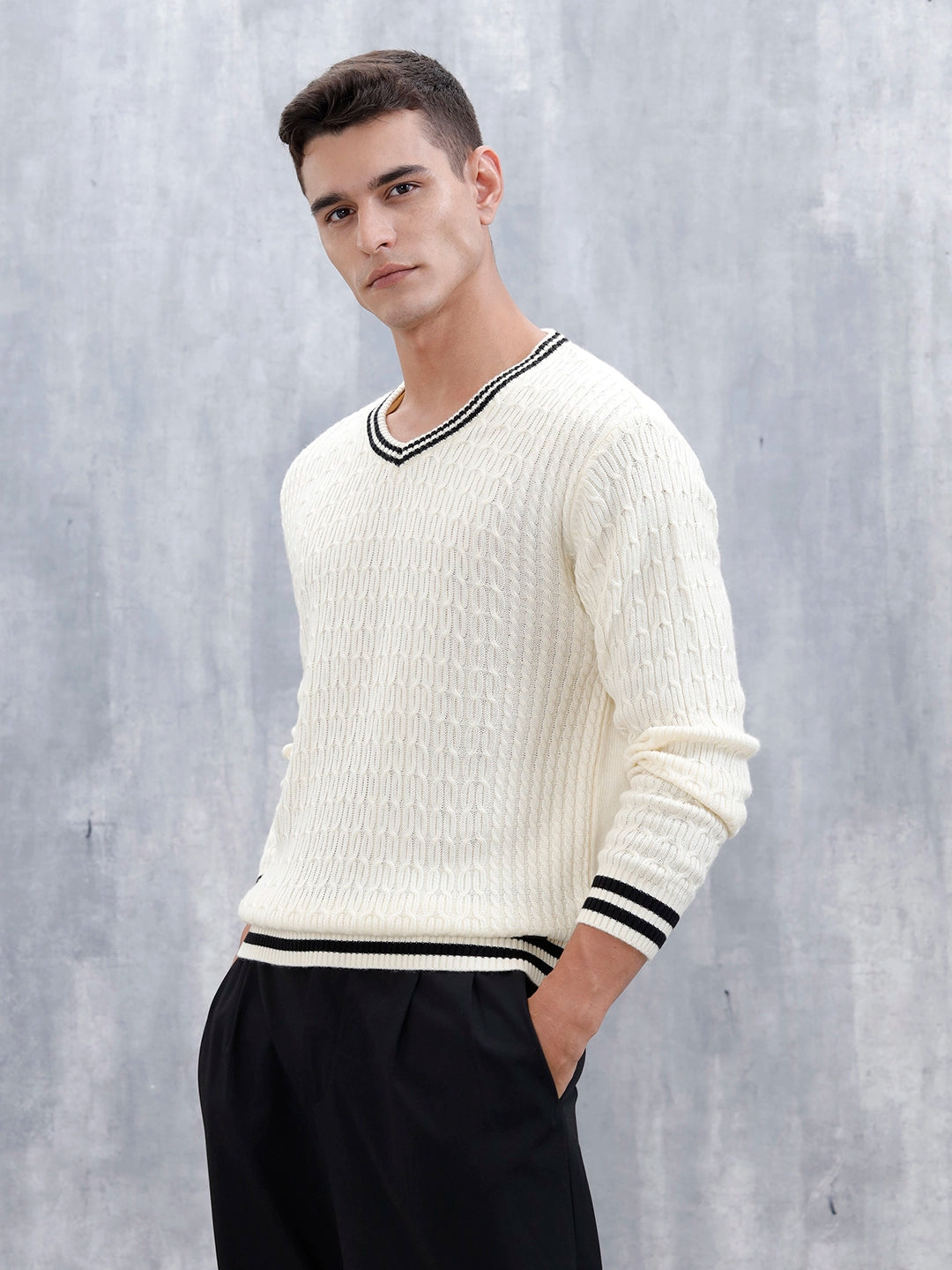 Men's Slim Fit Pullover | White