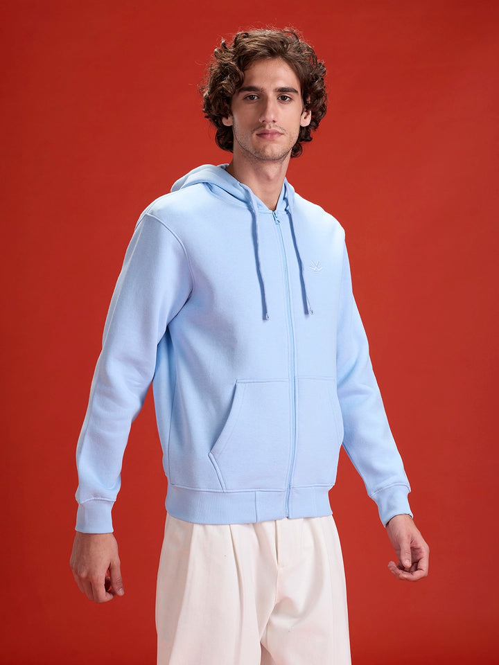 Men’s Solid Zip-Up Hoodie Sweatshirt | Blue