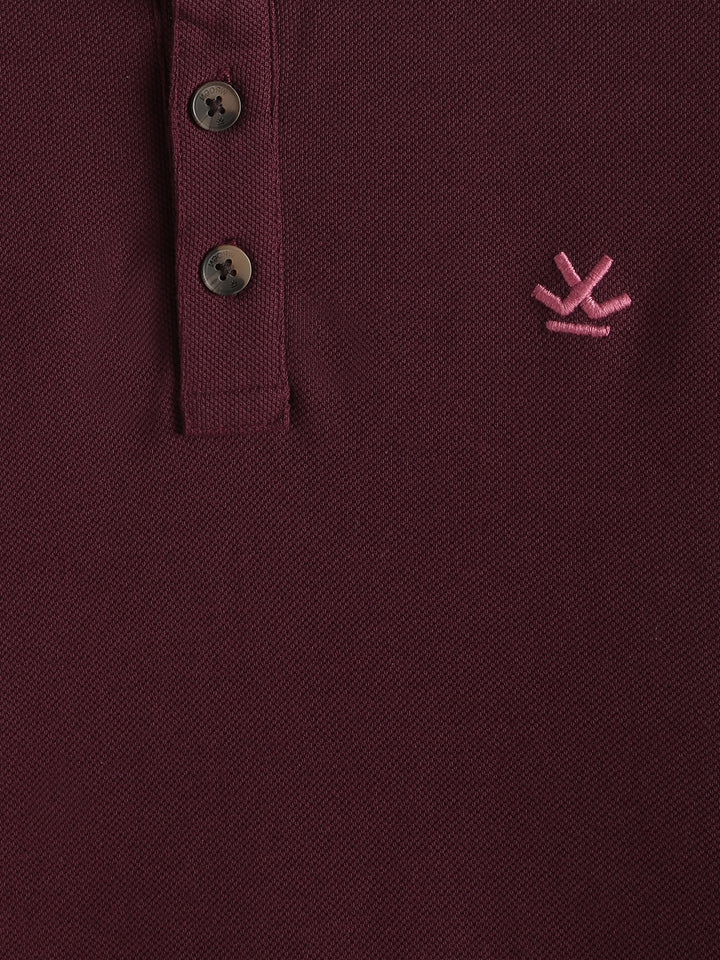 Solid Slim Fit Polo T-Shirt | Maroon