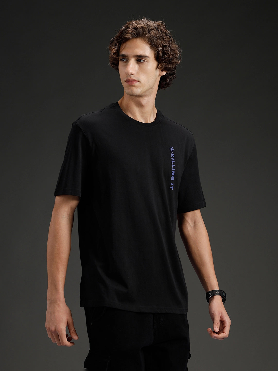 Men's Oversized Graphic Print T-shirt | Black
