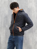 Hooded Puffer Bomber Jacket | Navy Blue