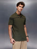 Classic Placement Printed  Polo T-Shirt   |  Olive