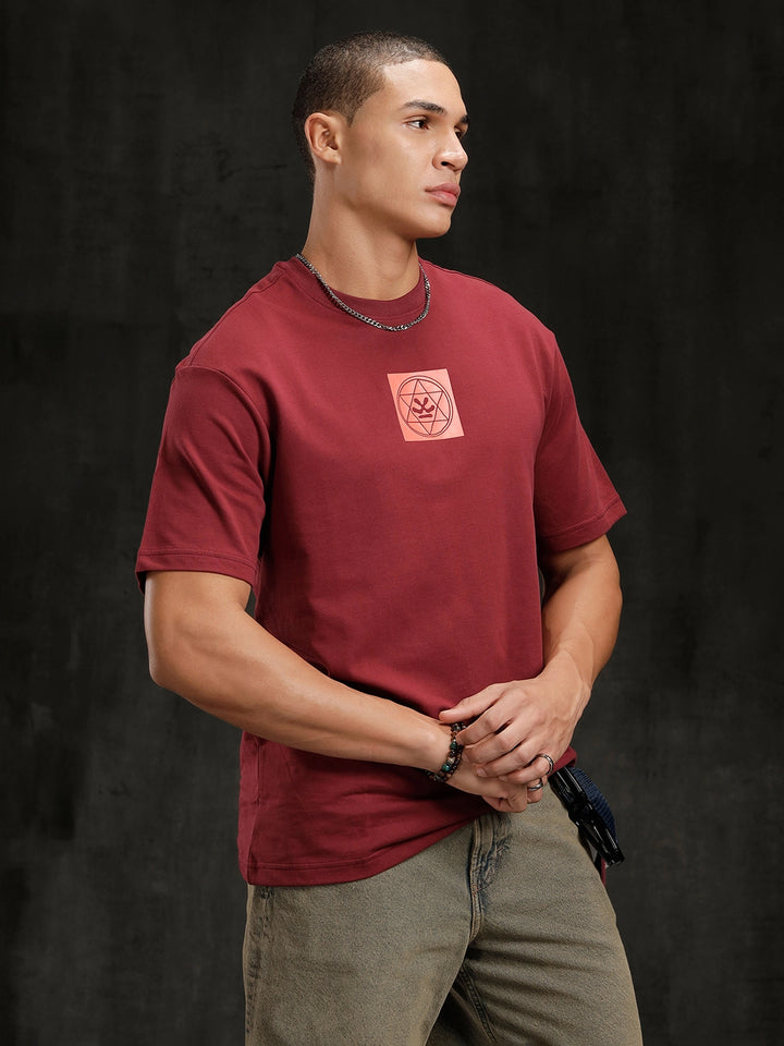 Zen Back Printed T-Shirt | Maroon