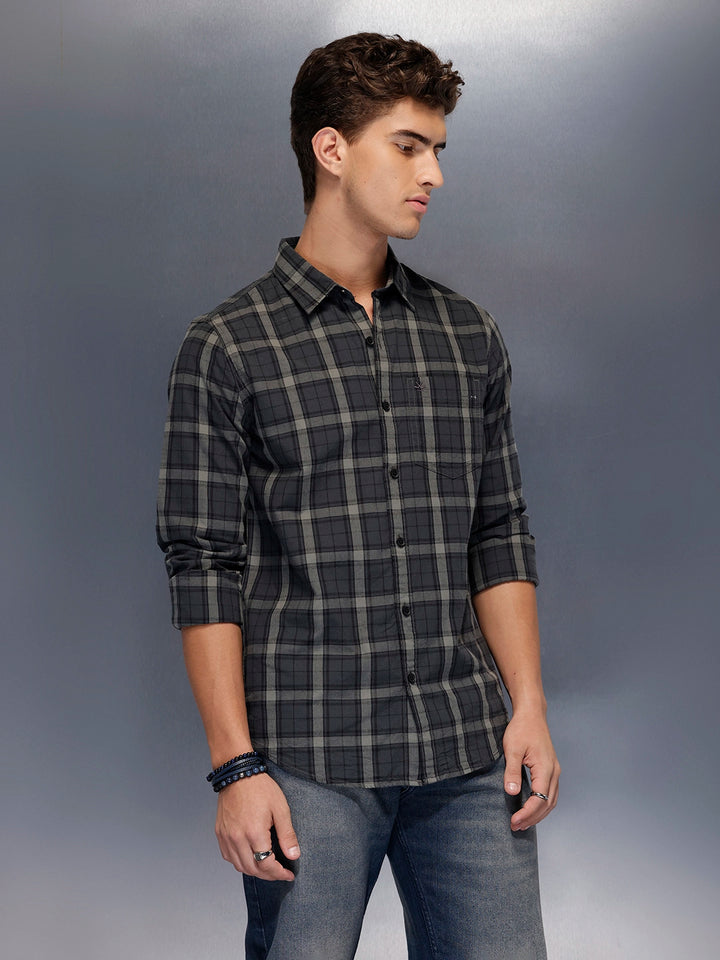 Men's casual classic check shirt | Grey