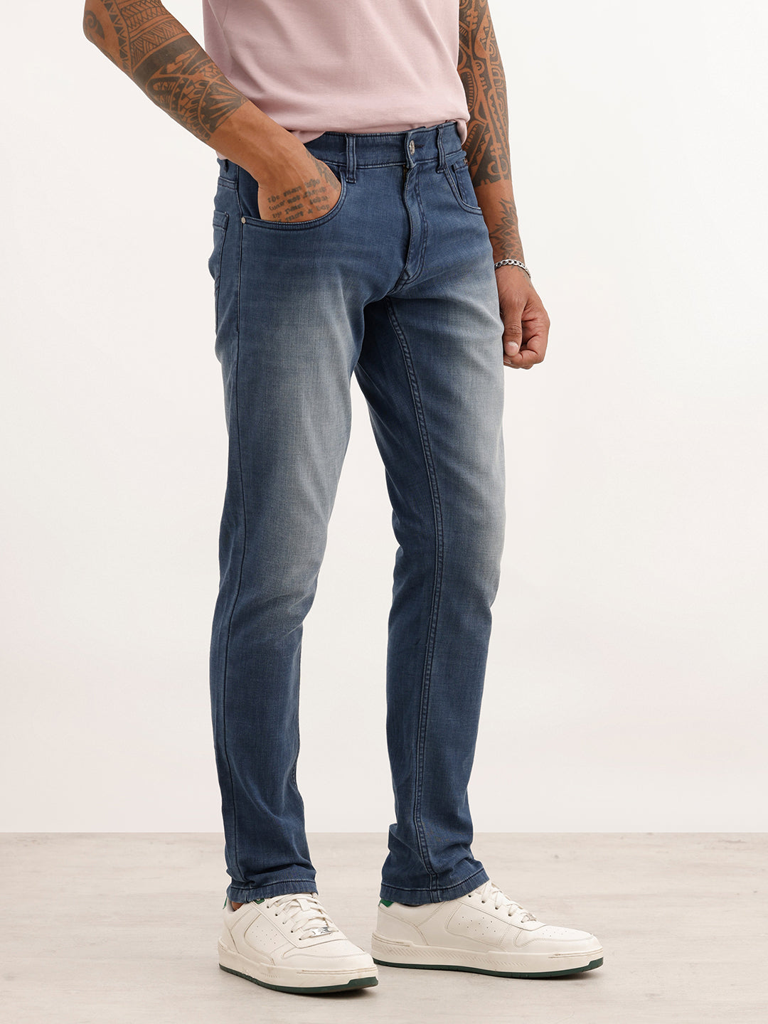 Slim Fit Faded Denim Jeans | Blue