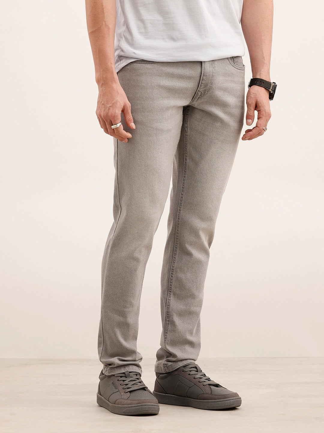 Slim Fit Faded Denim Jeans | Grey