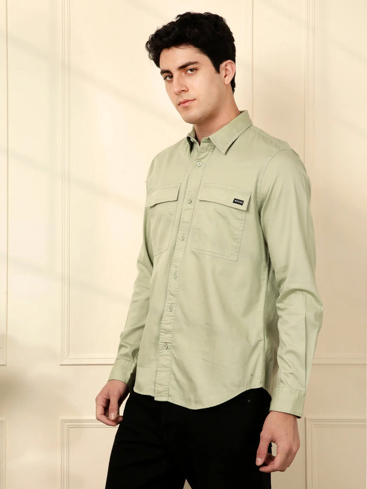 Blur Printed Cotton Shirt in Green