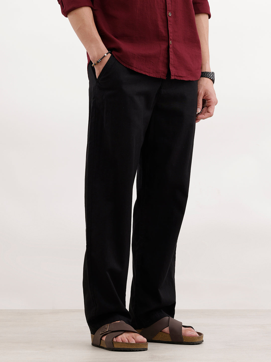 Loose Fit Casual Wear Trousers | Black