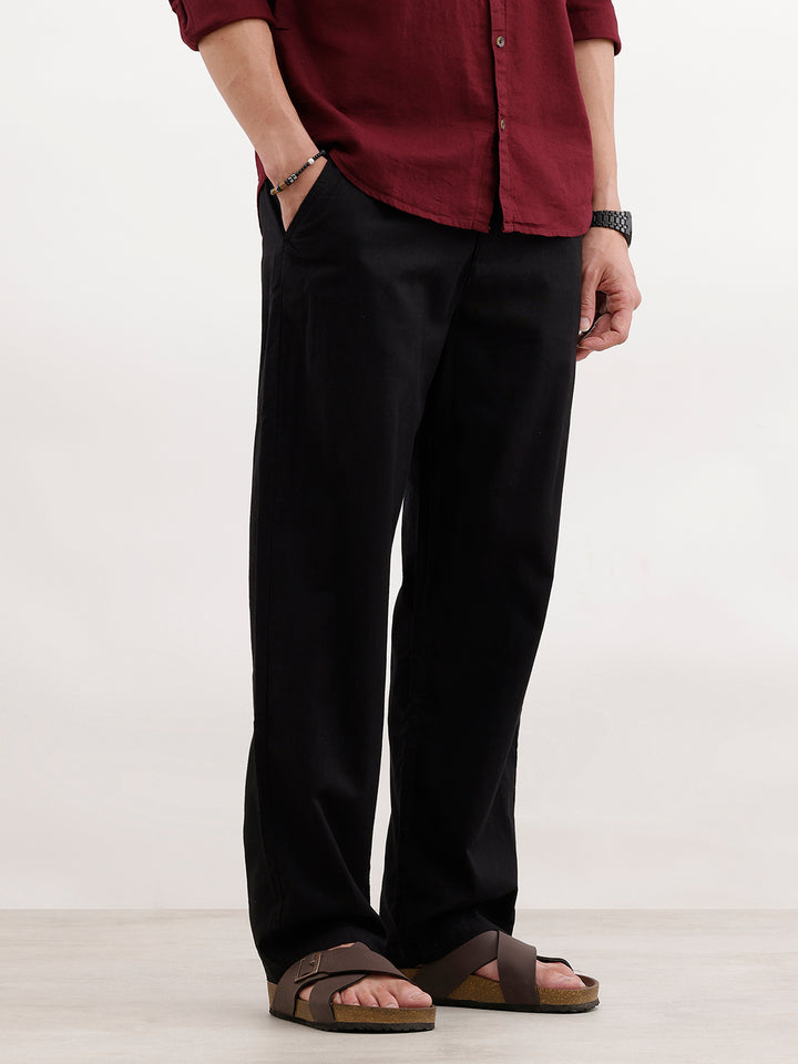 Loose Fit Casual Wear Trousers | Black