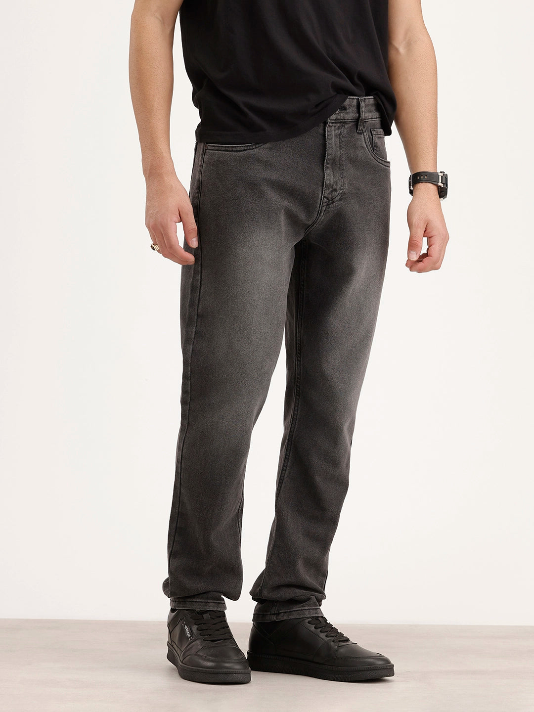 Faded Relaxed Fit Denim Jeans | Dark Grey