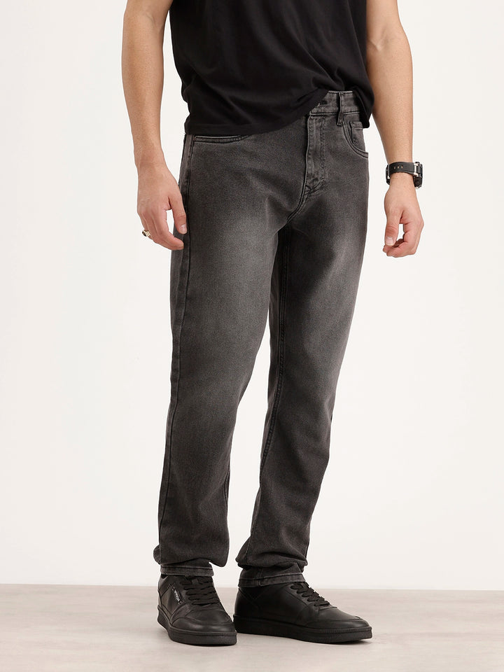 Faded Relaxed Fit Denim Jeans | Dark Grey