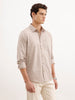 Solid Regular Fit 100% Cotton Shirt  | Beige