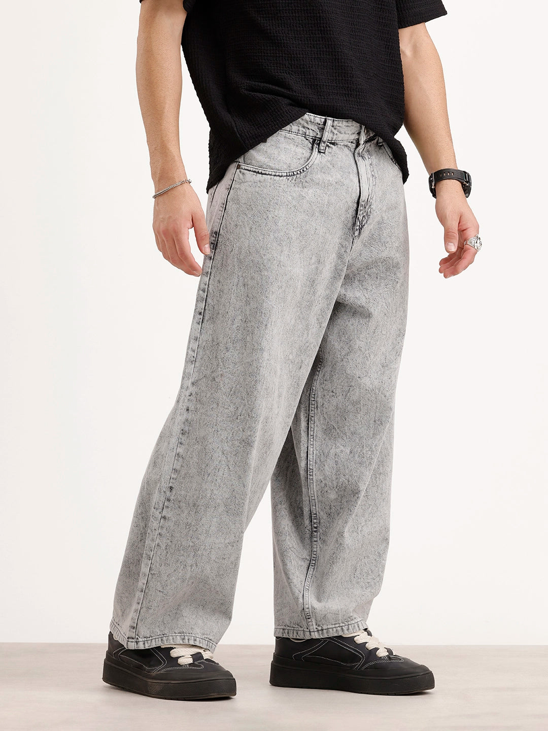 Baggy Fit Denim Jeans| Grey