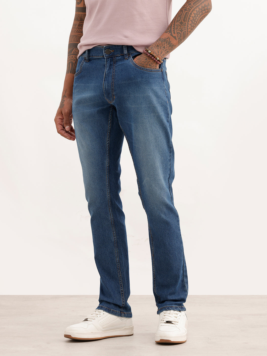 Faded Slim Fit Denim Jeans | Dark Blue | WUJN2609F