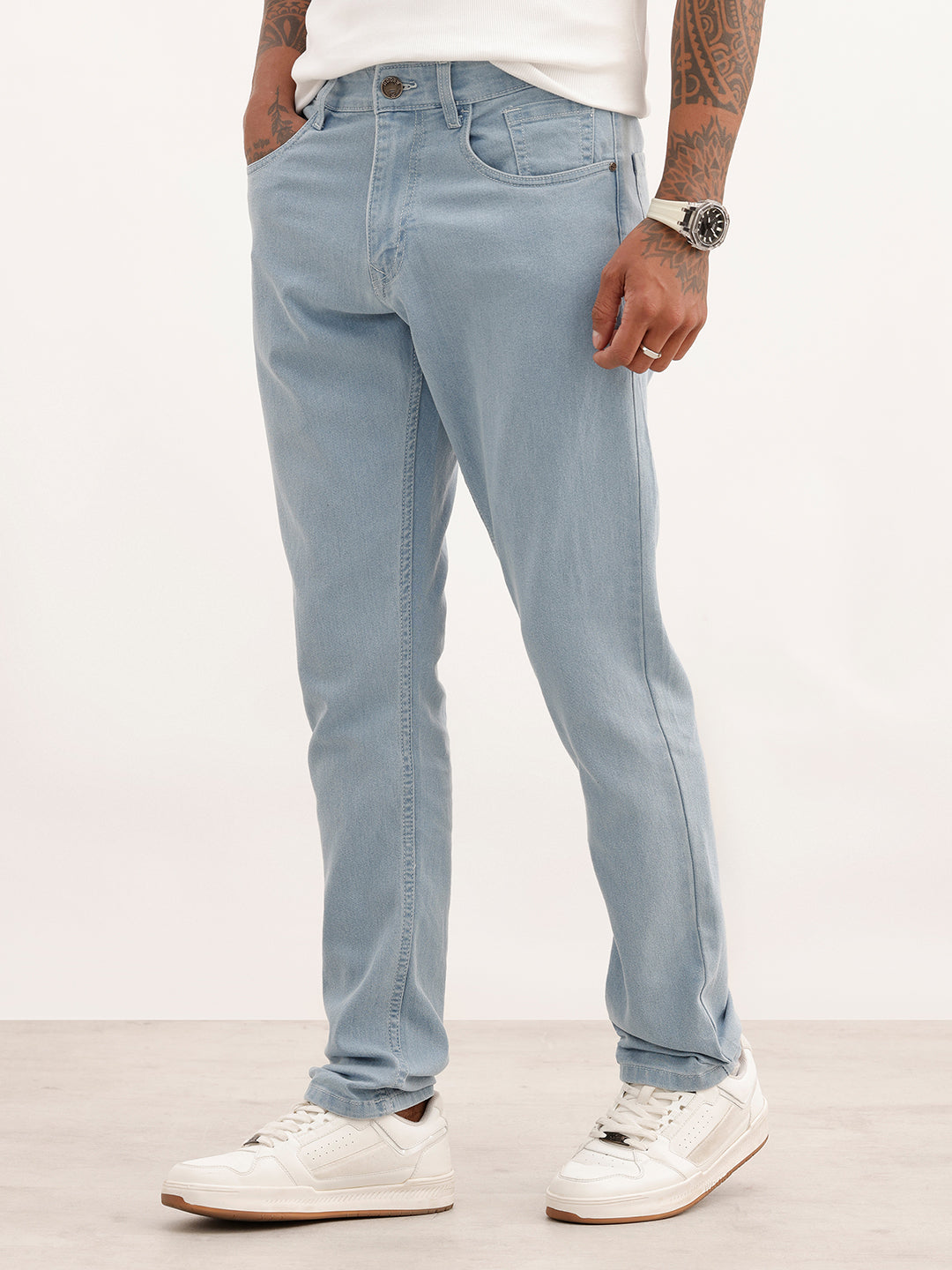 Faded Slim Fit Denim Jeans | Light Blue | WUJN2657F
