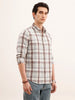 Slim Fit Checkered Linen Shirt | Brown