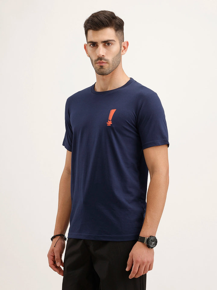 Slim Fit Placement Printed T-Shirt | Dark Blue