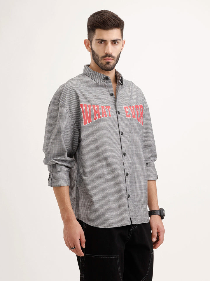 Oversized Plus Fit Printed Shirt | Black