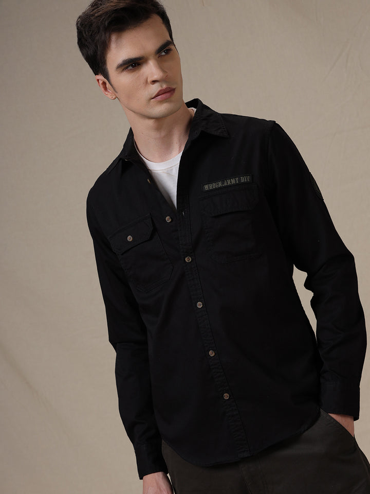 Wrogn Patch Technical Black Shirt