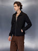 Men’s slim-fit textured high-neck jacket | Black
