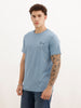Slim Fit Embroidered Patch Detail T-Shirt | Blue | WTS02HSSL1358S