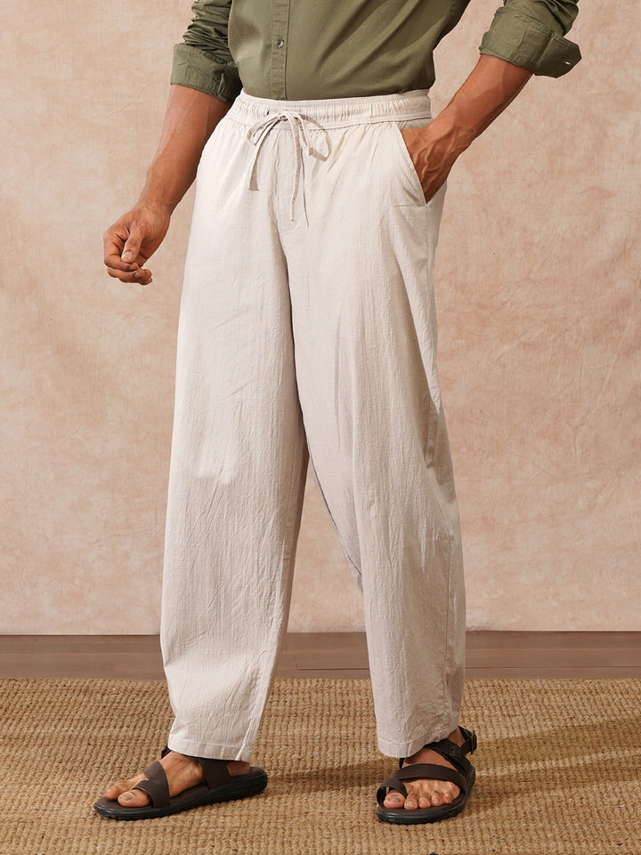 Solid Loose Fit Trouser | Beige