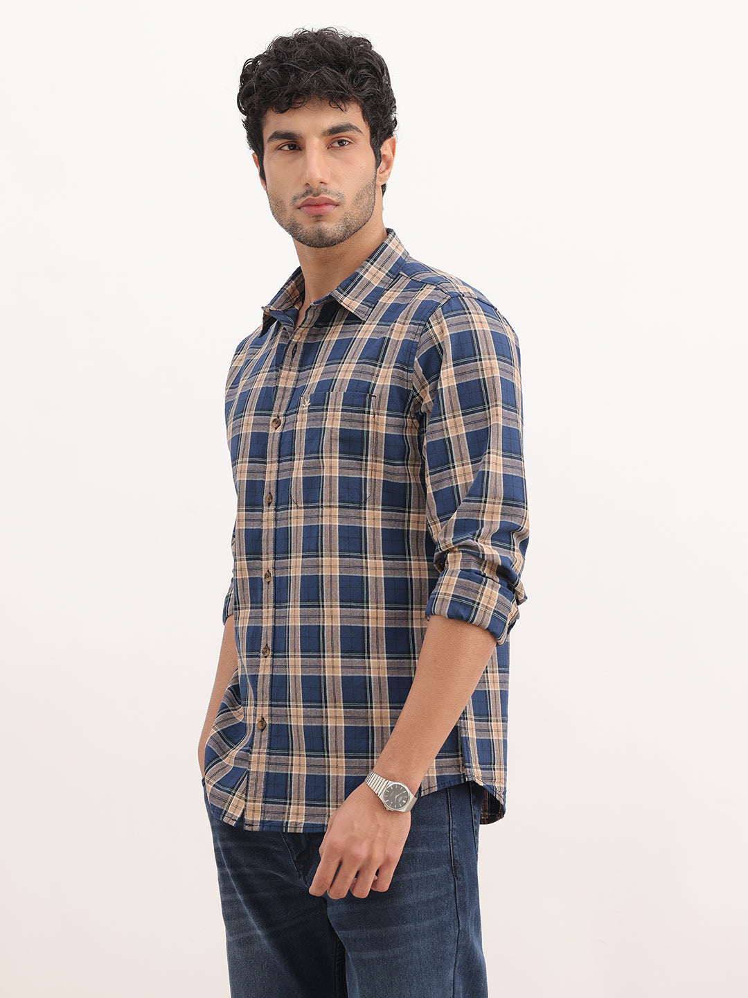 Classic Regular Fit Checkered Shirt | Peach