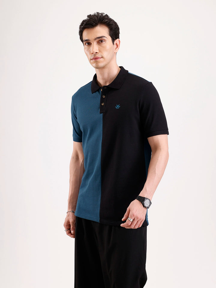 Cut & Sew Polo T-Shirt   |  Teal