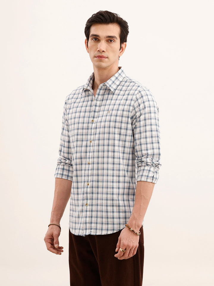 Claasic Slim Fit Checekered Shirt | Blue