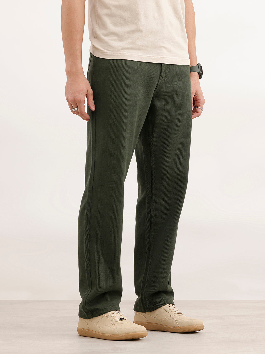 Solid Anti Fit Denim Jeans | Olive