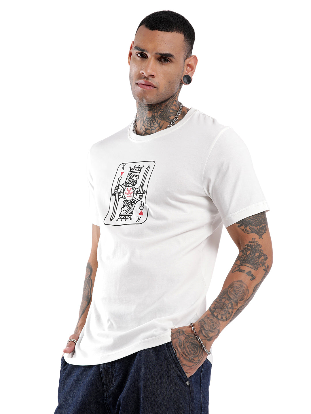 White Cards Printed T-Shirt